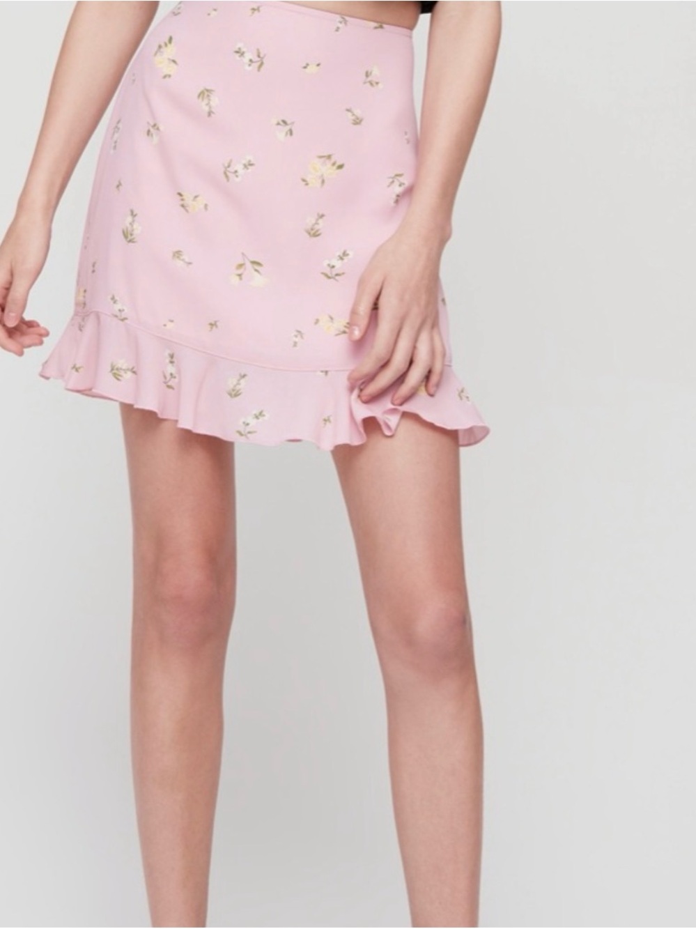 Sunday Best Dusty Pink Mini Skirt with Yellow Floral Print